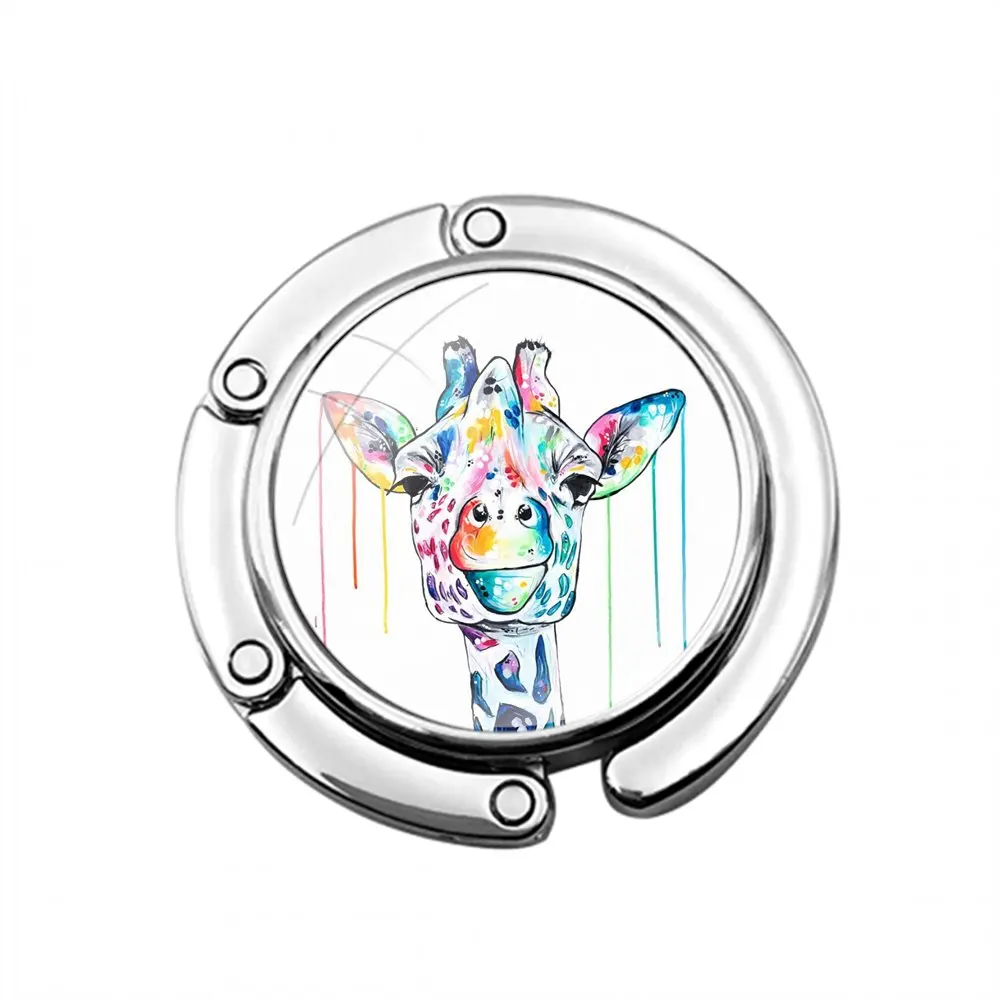 Складной крючок для кошелька с милым животным и рисунком жирафа хранения женской