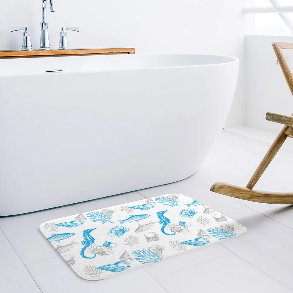 Напольный коврик для кухни и ванной нескользящий раковина океана морского