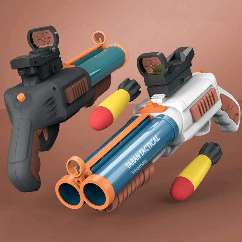 

Air Powered Toy Guns with Realistic Dual Head Battle Game Blaster Toy Outdoor Playset EVA Bullets Long Range Boy’s Gift
