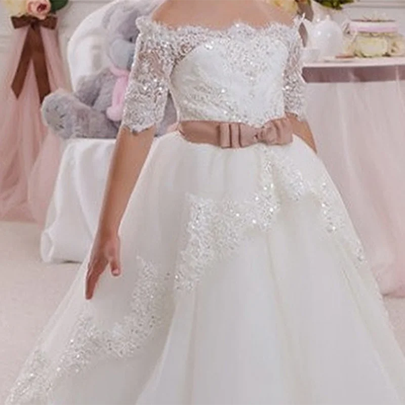 European and American children's dress butterfly tie diamond ball flower girl wedding dress princess skirt fluffy skirt enlarge