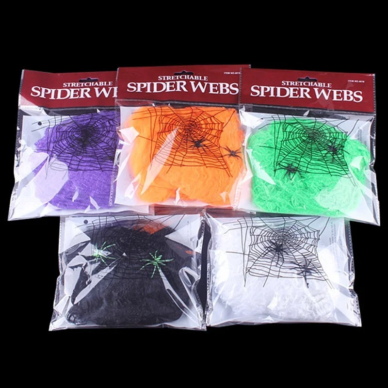 

Halloween Scary Party Scene Props White Stretchy Cobweb Spider Web Horror Halloween Decoration For Bar Haunted House