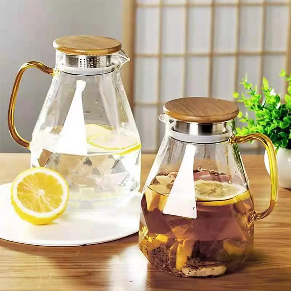 

Diamond Glass Tea Set Teapot Hot Cold Water Jug Transparent Coffee Pot Drinkware Kettle Water Bottle Jar Heat-Resistant Teapot