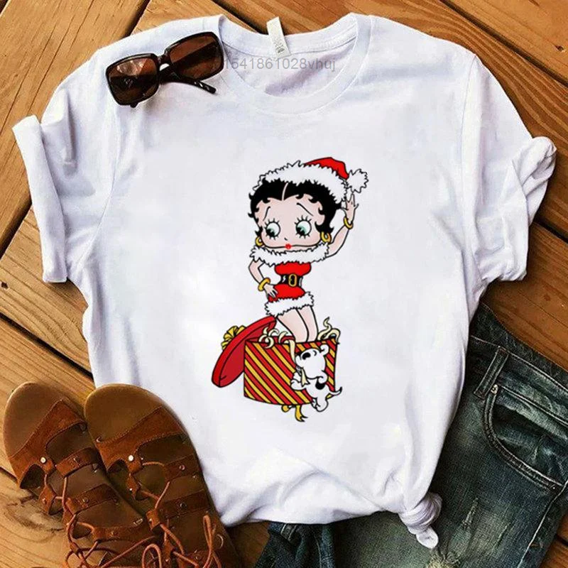 

Christmas Beatrice Cute Girl Cartoon T Shirt Women's Loose Casual Fashion Print Short Sleeve Clothes Y2k Girl Aesthetic Tees Top