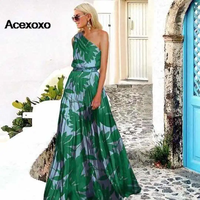 

Женское длинное платье с цифровым принтом, однотонное платье с открытыми плечами и сращением листьев, весна-лето 2023