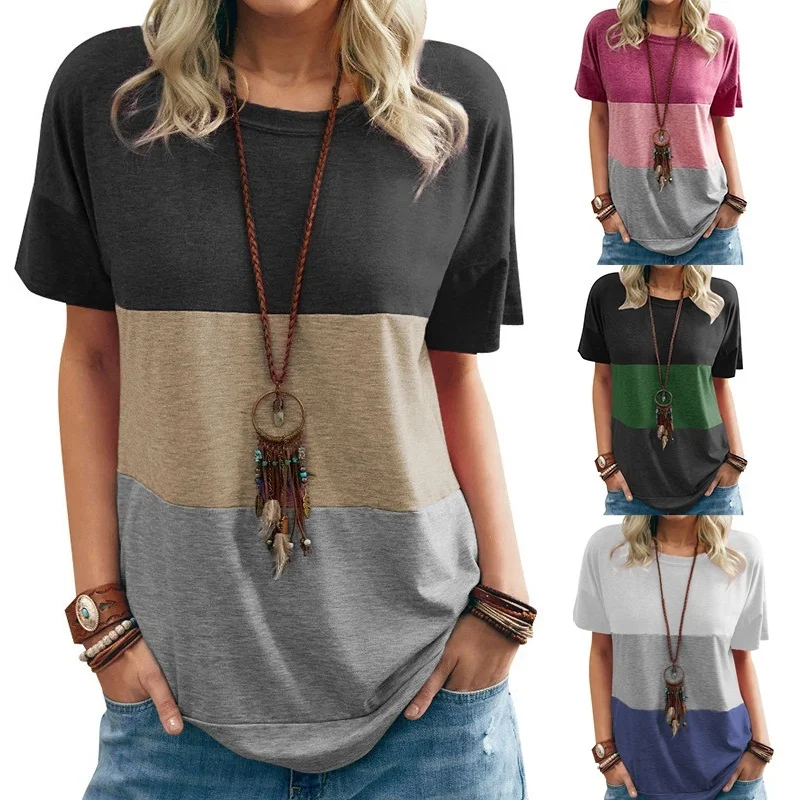 

Dinboa-20 22women Casual Short Sleeve O-neck Loose Tshirt Summer Tee Tops Xs-5xl