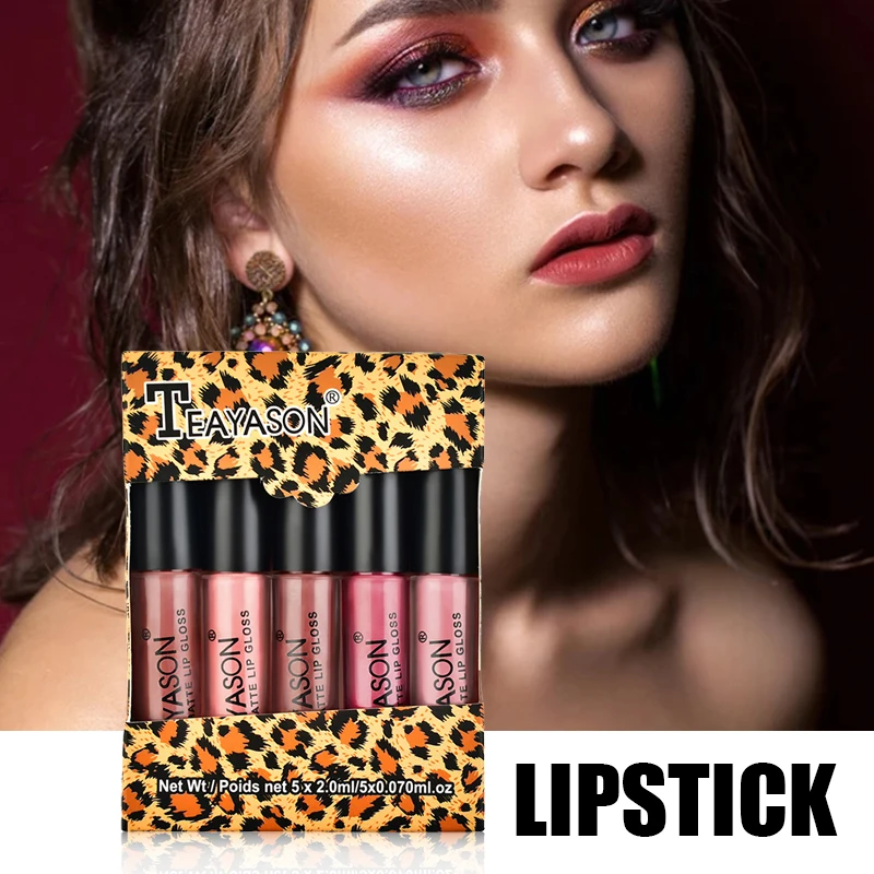 

New 5pcs/set Matte Lipstick Set Velvet Lip Glaze Color Charm Lasting Non-fading Lip Matte Velvet Lip Glaze Lip Glaze Lip Makeup