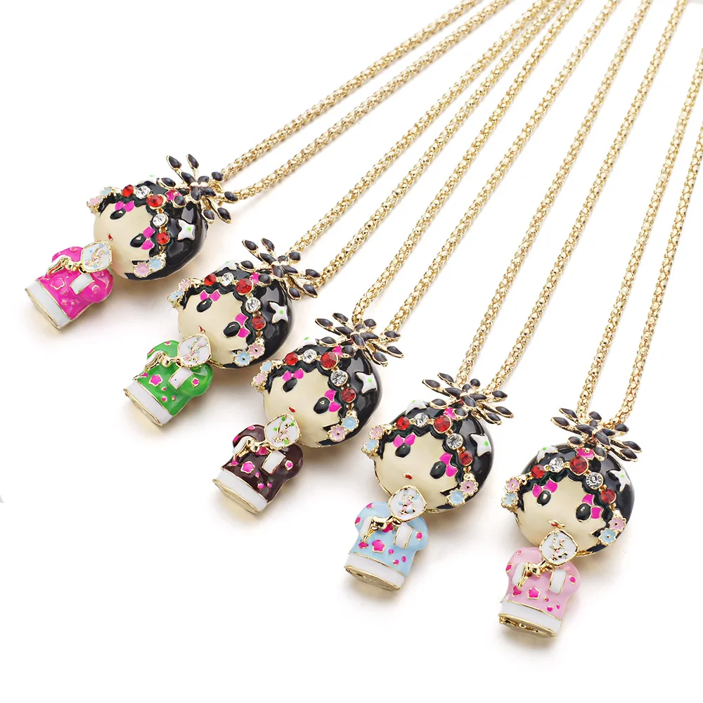 Эмалированная Пекинская опера этническая кукла ожерелье китайская ветер