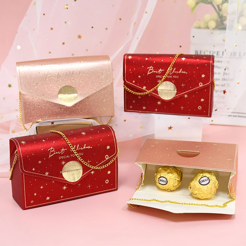 5 шт. Сумочка конфетная коробка с цепочкой свадебные подарочные коробки