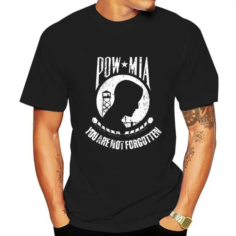 

Black Ink Men POWMIA You Are Not Forgotten Vintage T Shirt (MT669)
