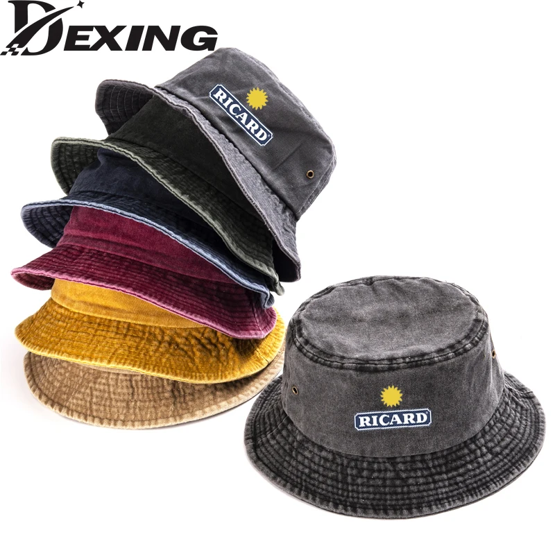 

Панама из джинсовой ткани RICARD Wash для мужчин и женщин, уличная шапка для рыбаков, кепка, летняя Солнцезащитная шапка