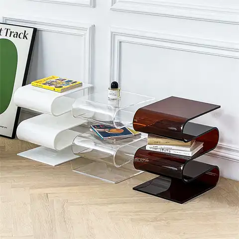 Скандинавский прозрачный акриловый индивидуальный боковой столик для гостиной, мебель, домашний декор, минималистичный маленький книжный ...