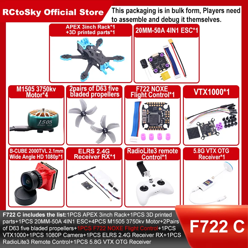 Фото Комплект рамы для FPV-дрона B-CUBE APEX 3 дюйма, карбоновый гоночный квадрокоптер, совместимый с системами управления полетом INAV, Beatflight, F722, F745, Ardupilot №1