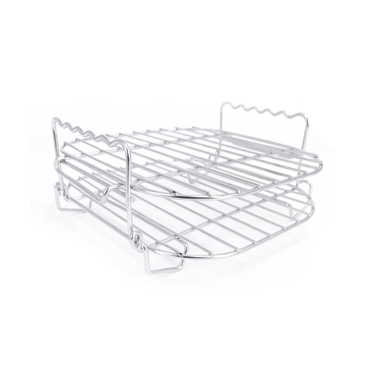 

Stainless Steel Airfryers Double Layer Rack Versatile Square Roasting Grill with Skewers Baking Tray AirFryers Holder
