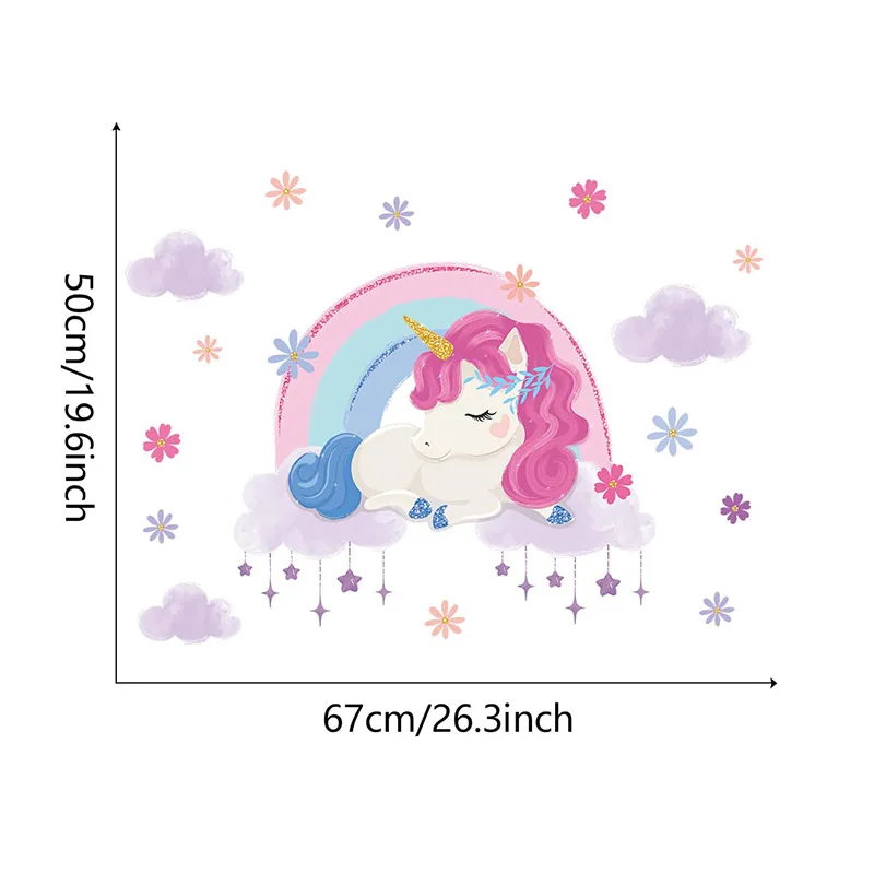 Светящиеся наклейки на стену с милым единорогом из мультфильма для маленьких