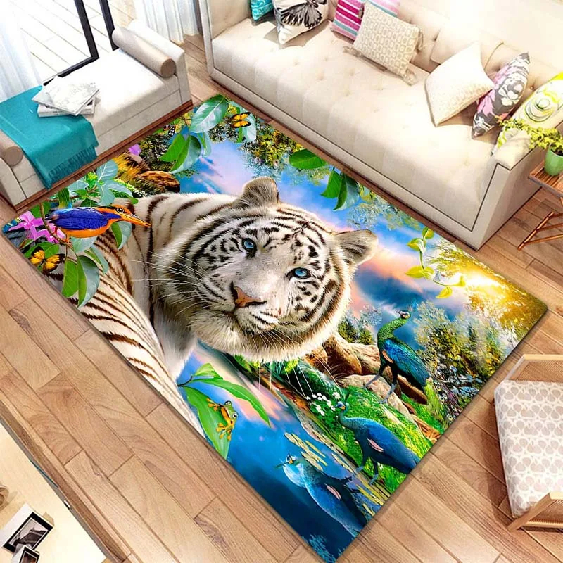 

3D Animal World Tiger Cheetah Wolf Printed Carpet,Living Room,Bedroom,Yang Decoration Carpet,Kitchen,Bathroom,Non slip Floor Mat