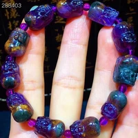 natural cacoxenite purple rutilated quartz bracelet women men 15 4x10 5x8 3mm clear pi xiu round beads genuine aaaaaa