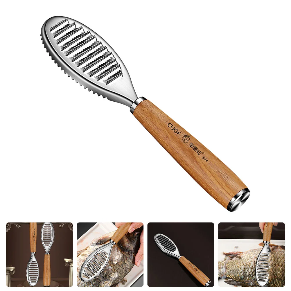 

Seafood Tools Fish Scaler Remover Kitchen Scraper Skin Peeler Cleaner Scrapers Wood Home