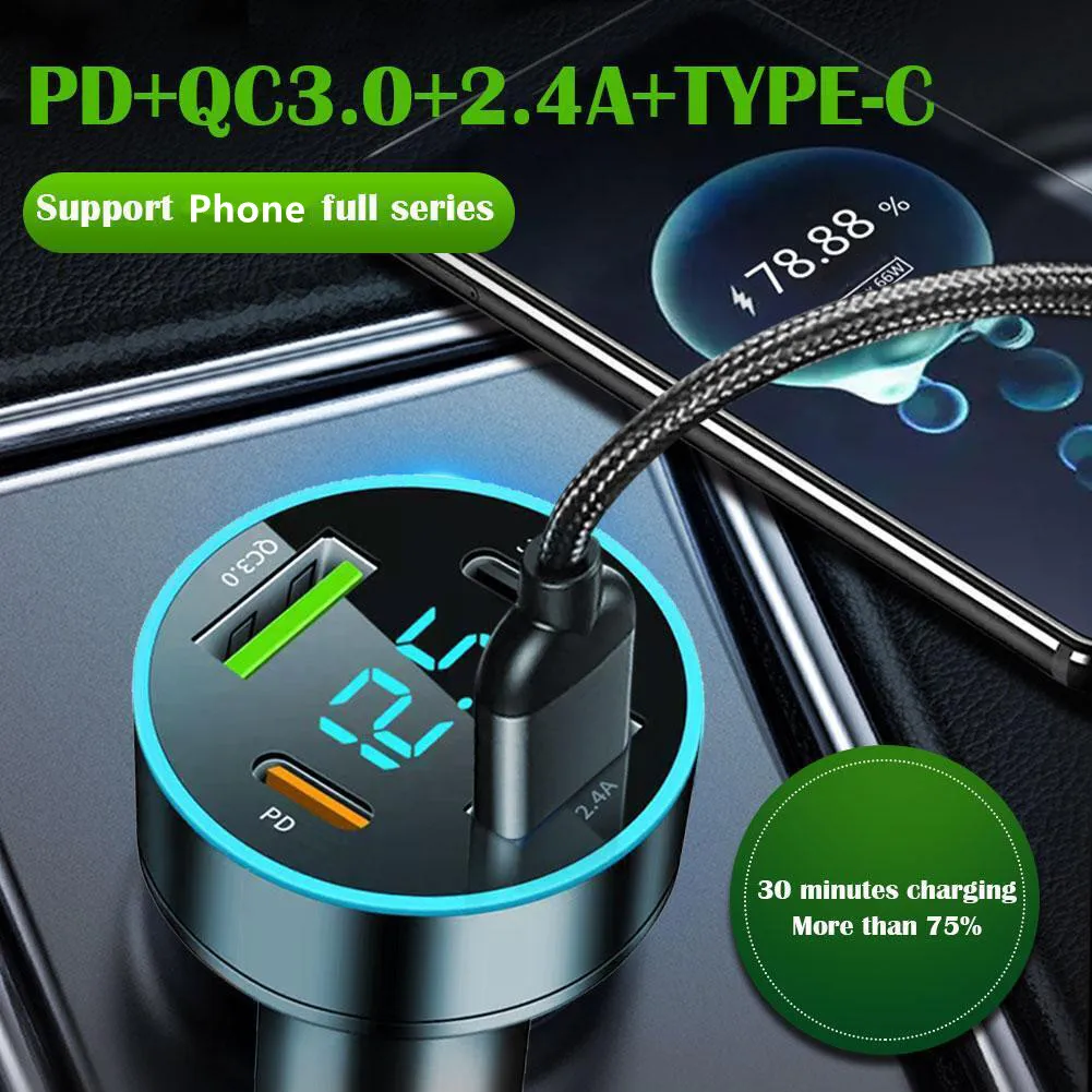 

Автомобильное зарядное устройство с 4 USB-портами, 66 Вт