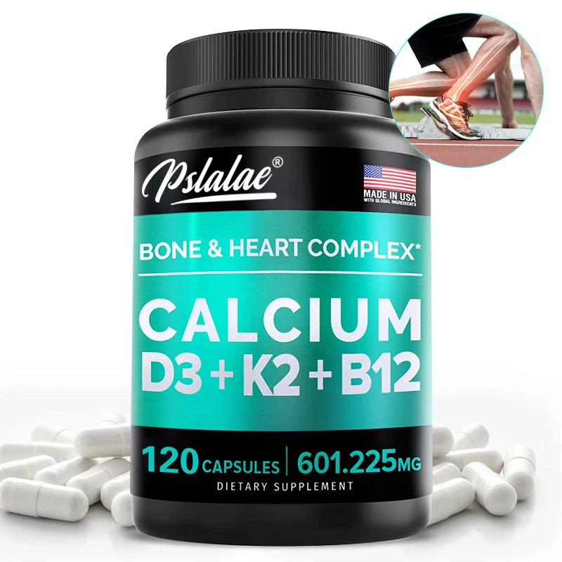 

4 In 1 Bone & Heart Complex 600 Mg with Vitamin D3 K2, Women's Calcium Supplement + Calcium, Vitamin D, 120 Capsules