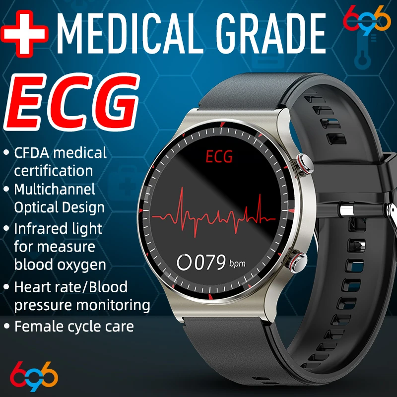 

Medical Grade ECG PPG Health Monitor Smart Watch Men Women Multichannel Optical Body Temperature Blood Pressure SpO2 Smartwatch