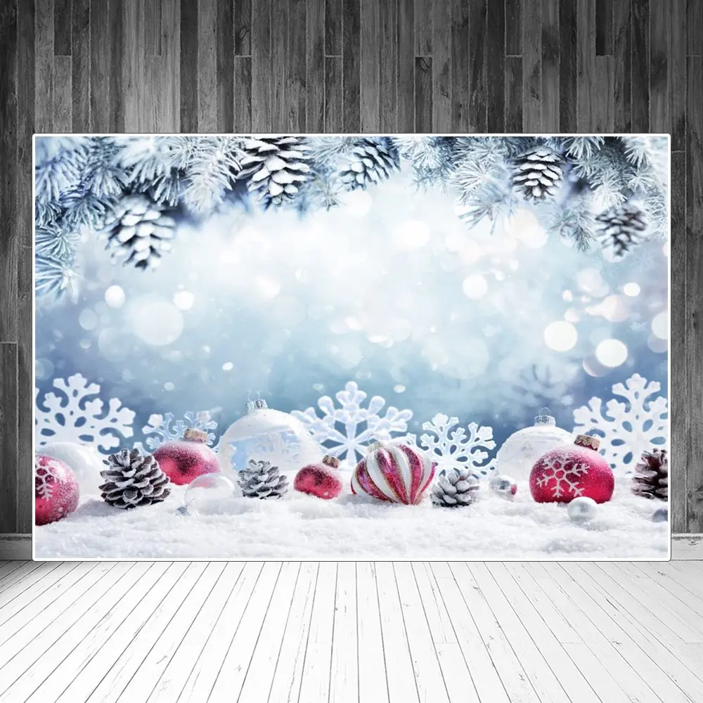 

Рождественский шар снежинка сосновые конусы Twgis светлый Фотофон на заказ для украшения дома и вечеринки