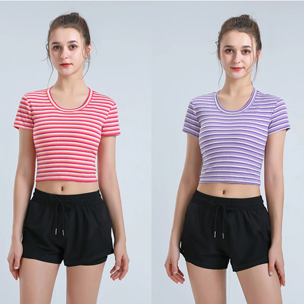 

Short Sleeve Crop Tops Yoga Running Shirts Gym Workout Cropped Tops for Women Workout Crop Tops for Women Short Sleeve XR-Hot