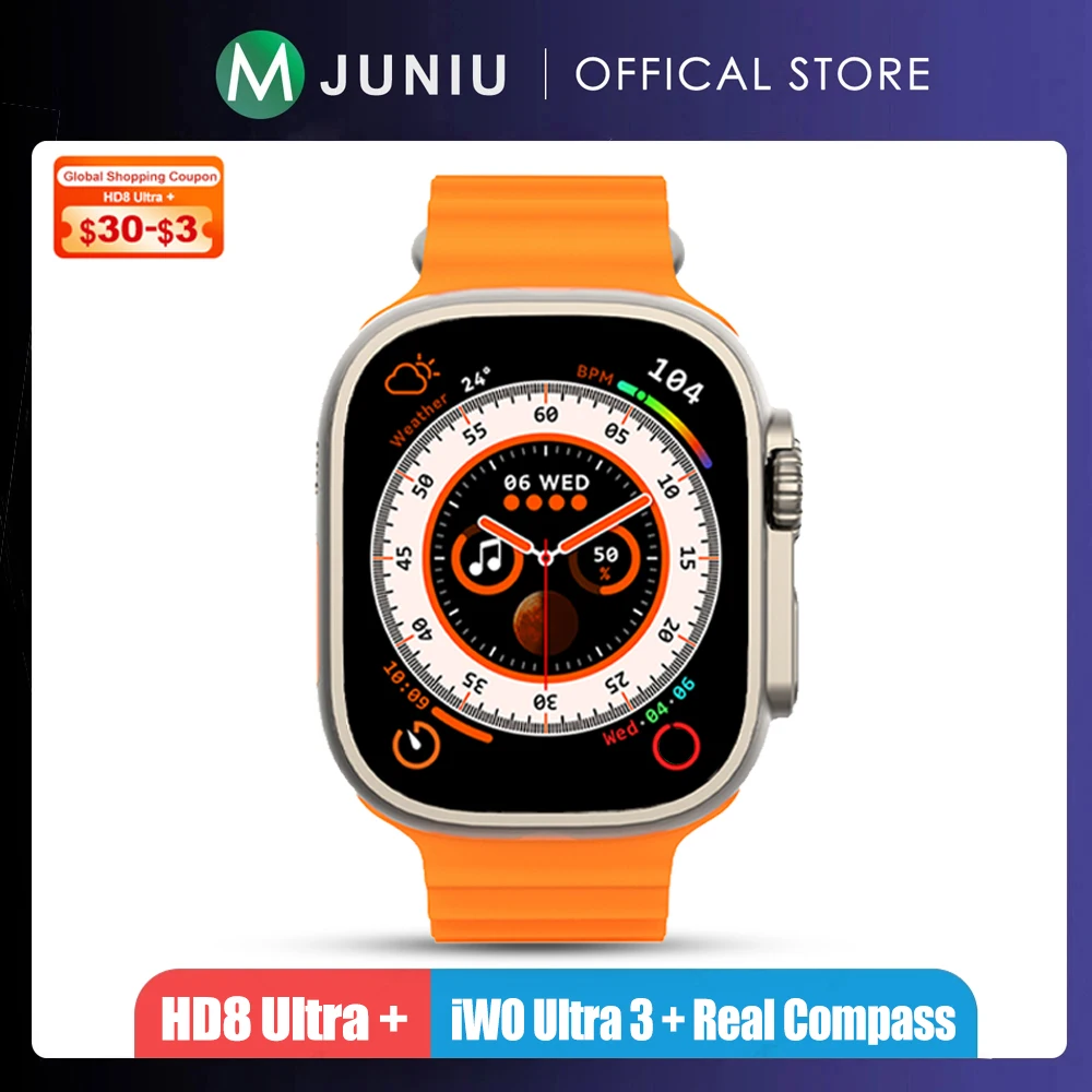 

HD8 ультра + смарт-часы 49 мм чехол 2,2 дюйма экран IP68 Водонепроницаемый Bluetooth Вызов компас фитнес Tracket Android IOS IWO Ultra 3