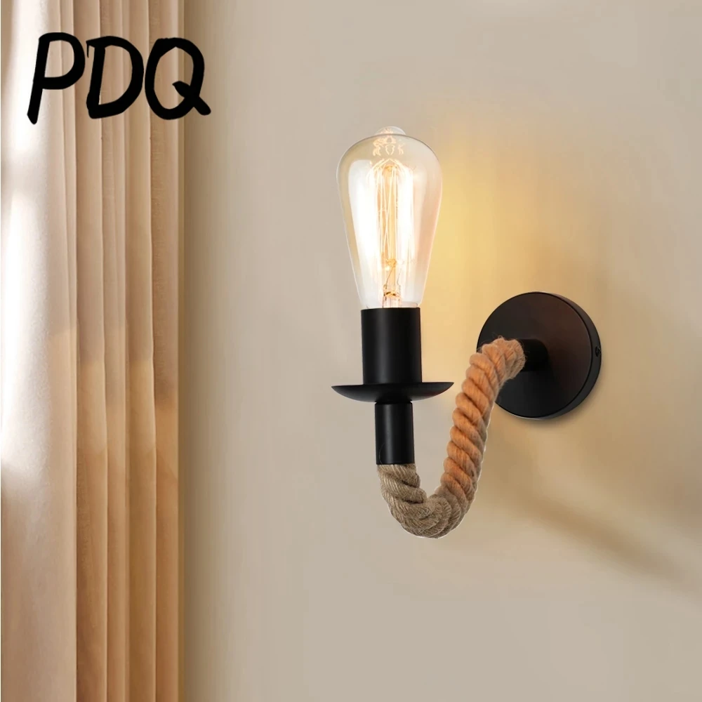 

Iron Wall Lamp Hemp Rope Lamp Creative Outdoor Wall Light 2022 Nordic Style Home Corridor Light Bedroom Bedside Wall Lamp