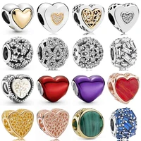 openwork shiny round cz dome gold heart genealogy charm beads fashion women charm bracelet high quality diy jewelry