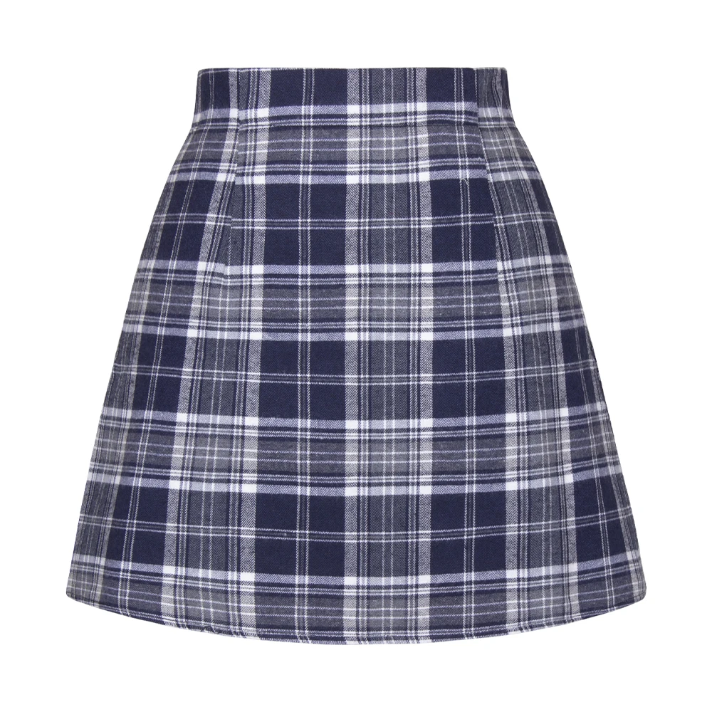 

Elegant 7 Colors Navy Blue Plaid Print Women Girls Short Student Sexy Mini Pencil Skirts SS0008