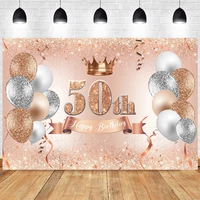 rose gold 50th backdrop women happy birthday party men balloon crown photography background adult photographic photo banner
