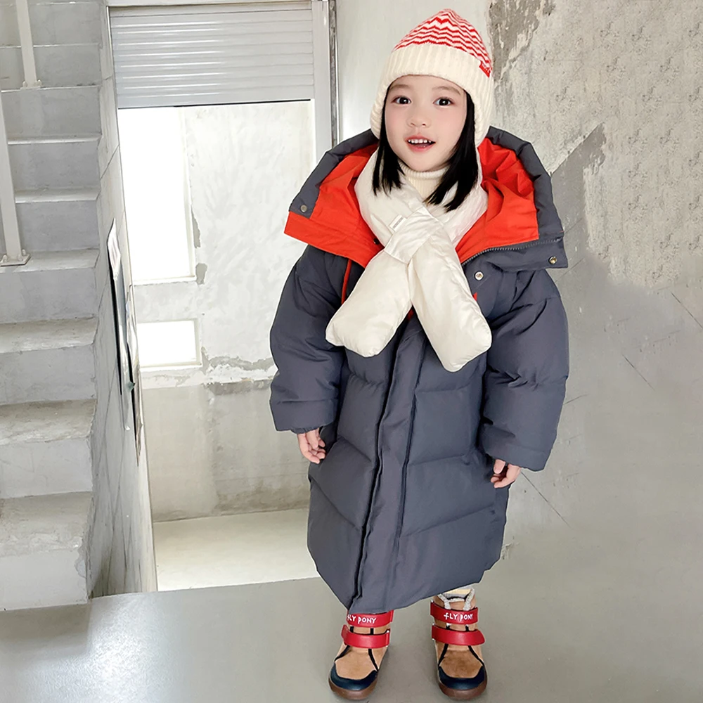 

High-grade 90% White Duck Down Jacket for Kid Heavyweight Windproof Hooded Outerwear Winter Overalls for Kid Girl Parka Snowsuit