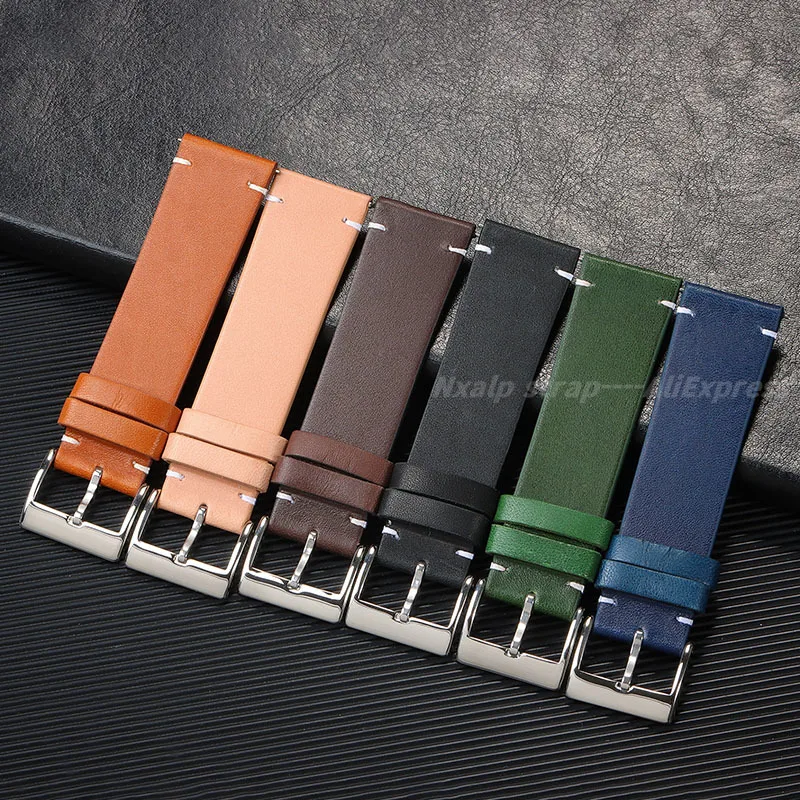 Винтажный кожаный ремешок для часов 12/14/16/18/20/22/24 мм из воловьей кожи ручной работы