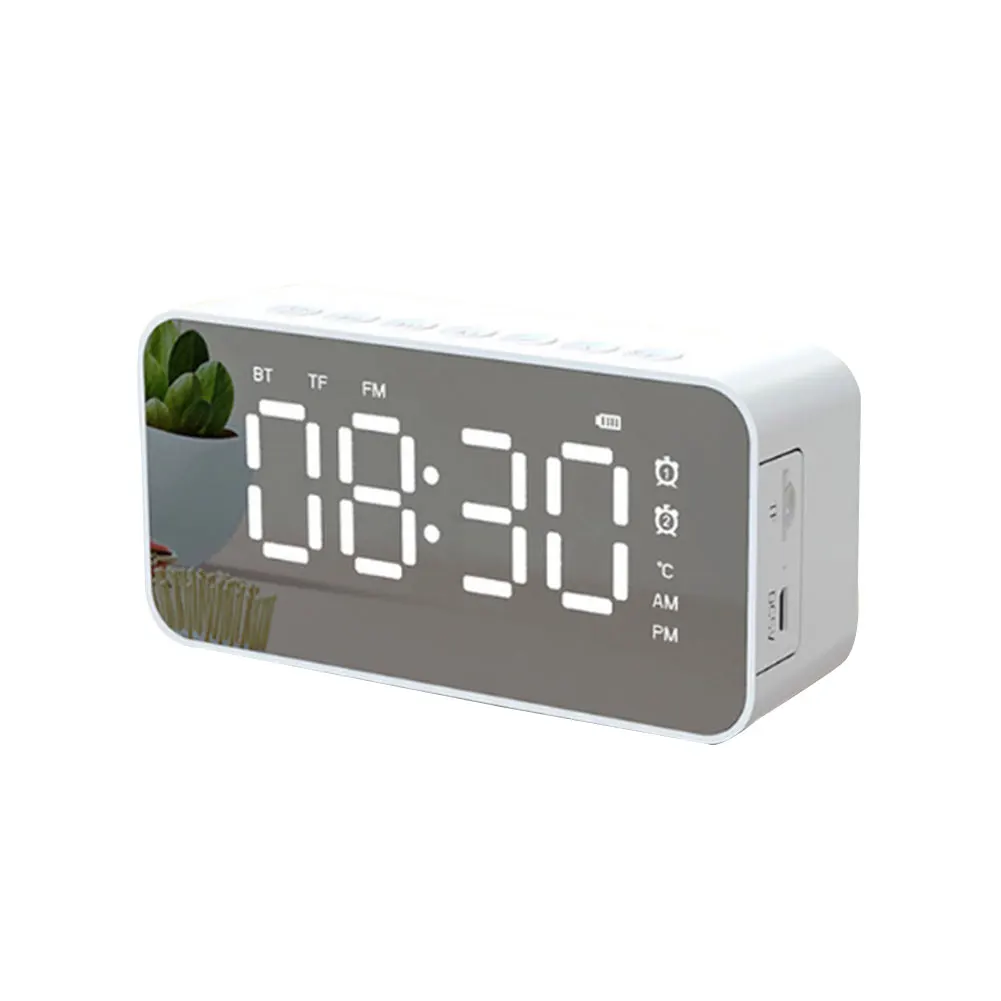 

Бас TF карта светодиодный дисплей USB Перезаряжаемый автомобильный Встроенный микрофон домашний зеркальный Будильник цифровой FM-радио беспр...