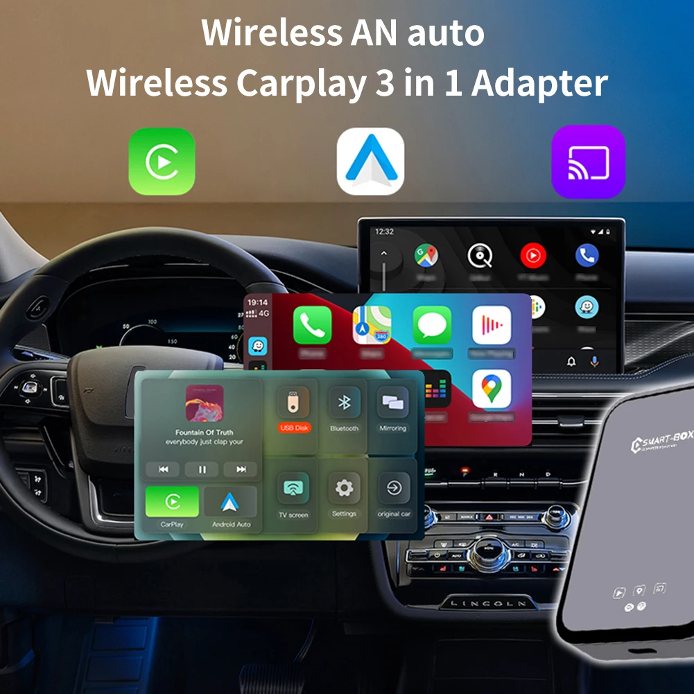 

Car Wireless Carplay Smart Box Worldwide Live TV 8 Core Wireless Android Auto Handheld AI Box SIM TF Card CarPlay 11. 0 Adapter