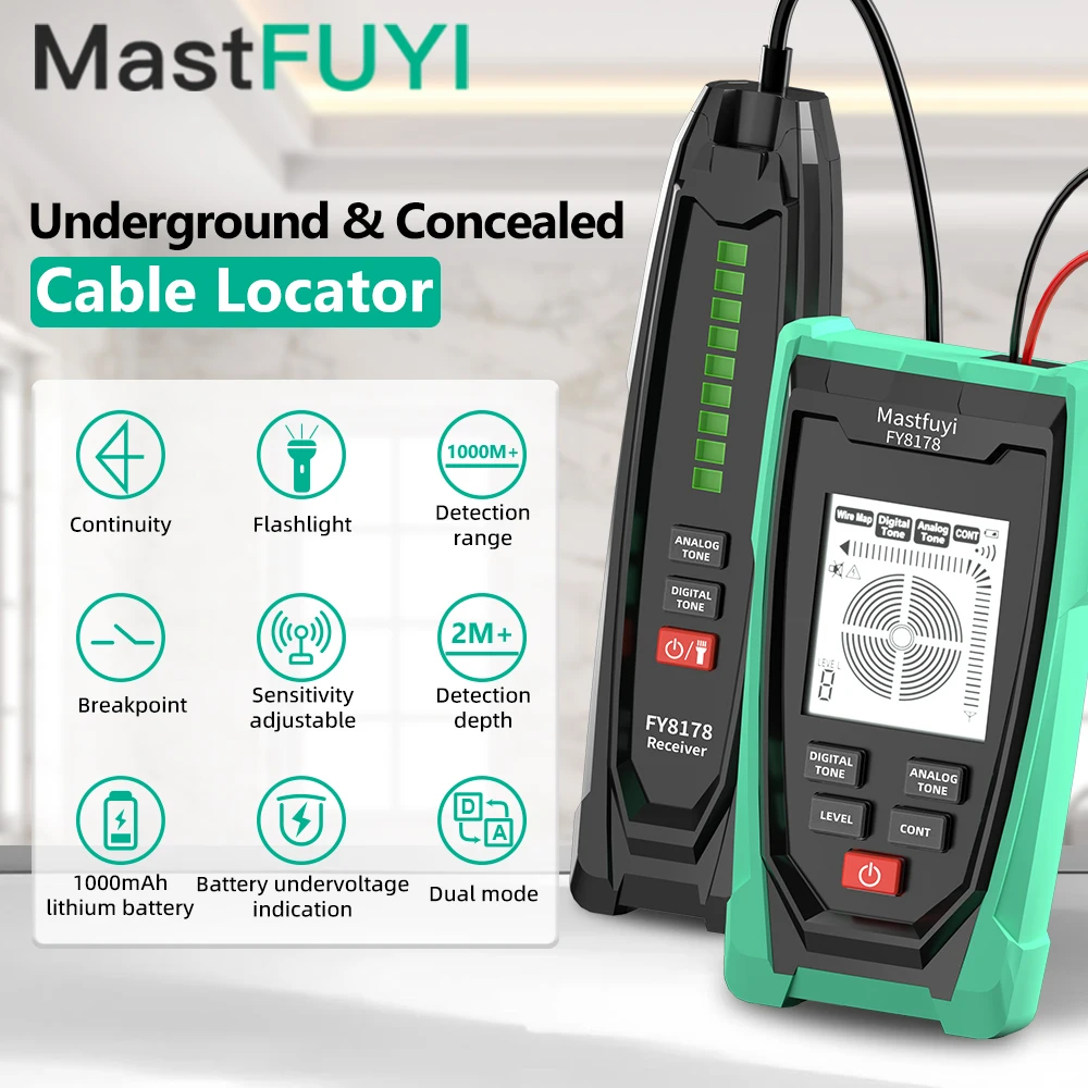 Фото MASTFUYI Advanced Wire Tracer Kit с визуальным локатором неисправностей, кабельный трекер с защитой от помех, профессиональное обнаружение подземных линий №1