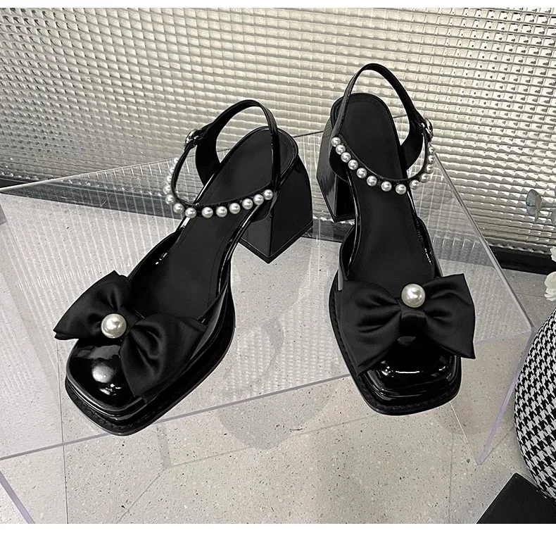 

Summer 2022 Ladies Fashion Beautiful Flowers Rhinestone Buckle Dress Party and Wedding Heels Mary Jane Lolita Princess Shoes