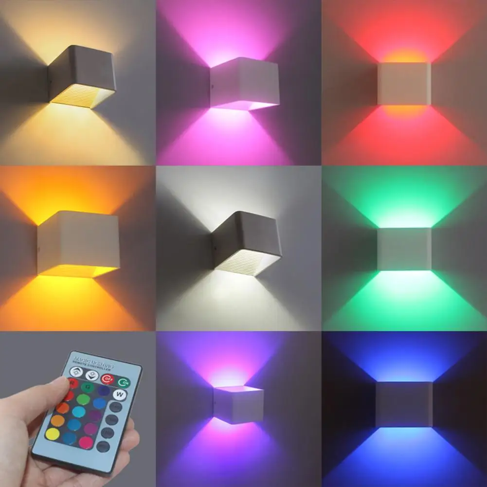 

Indoor 3W RGB LED Wall Lamp Bedroom Bedside Cube Night Lights Modern Minimalist Hotel Decoration Lamp