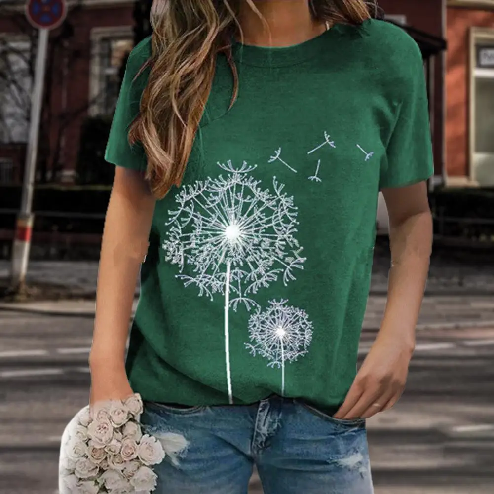 

Stylish Flower Print Summer T-shirts Women T-shirts Soft Breathable