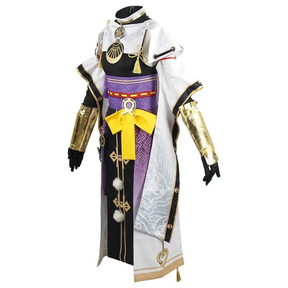 

Hot Sale Game Genshin Cartoon Character Impact Kujo Sara Cosplay Purple Deluxe Suit Halloween Girl Castle Carnival Party