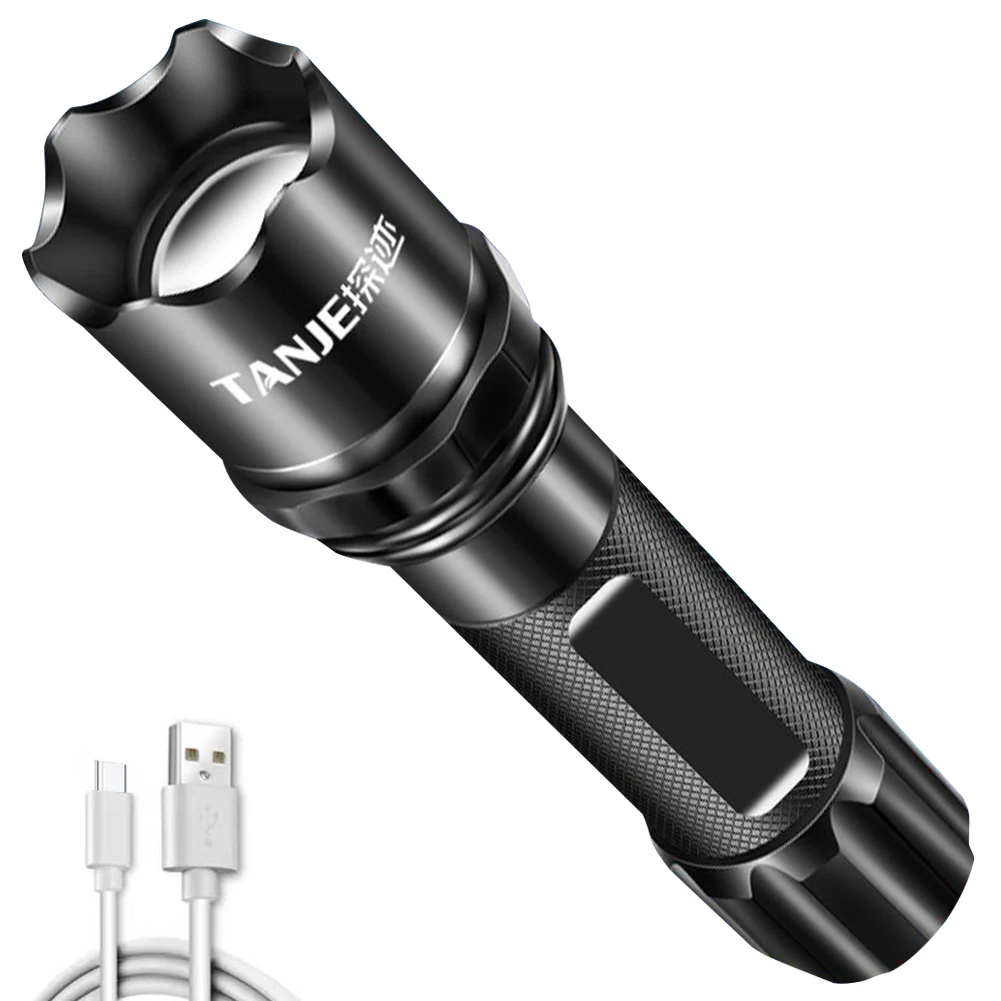 

Мощный светодиодный фонарик 500 лм XPG, фонарик с зарядкой от USB, яркий фонарик для кемпинга, походов, с батареей мАч