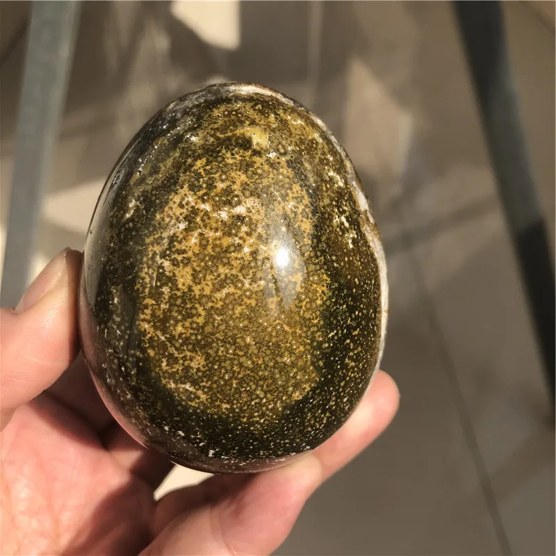 

Natural Hand Carved Ocean Jasper Crystal Polished Eggs For Decoration