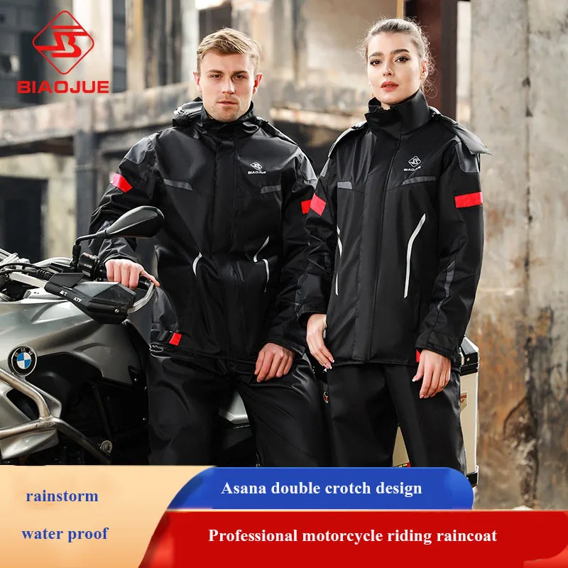 Waterproof Raincoat Women Men's Motorcycle Raincoat Suit Anti-Storm Rain Thickening Increase Riding Full Body Split Single Suit