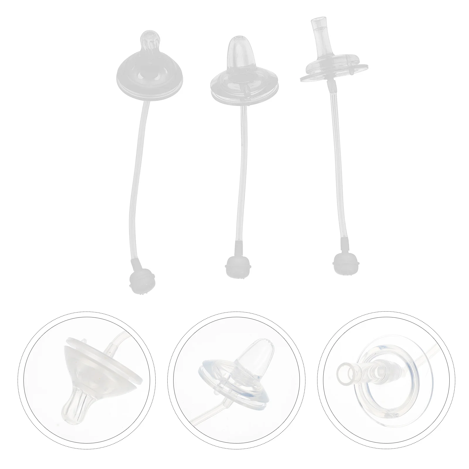 

3pcs Silicone Baby Learn Drinking Straw Pacifiers Wide Caliber Baby Bottle Accessories (White)