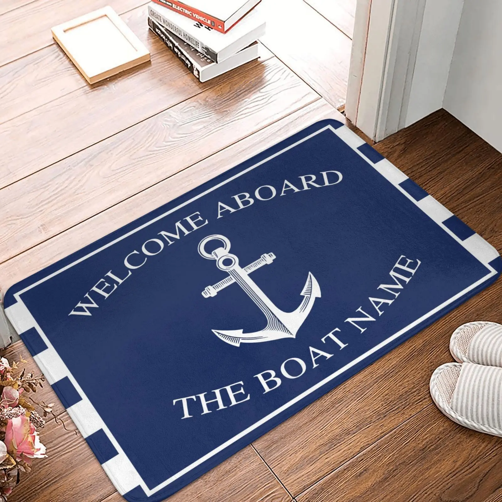 

Dark Blue Anchor Decoration Floor Mat Entrance Door Mat Bathroom Mat Kitchen Floor Mats Kitchen Floor Mats Can Be Customized