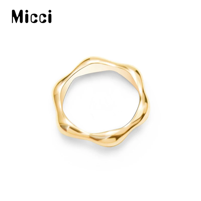 

Minimalist Stainless Steel Glossy Gold Bump Surface Band Ring High Polished 18k Gold Filled Irregular Geometric Finger Ring