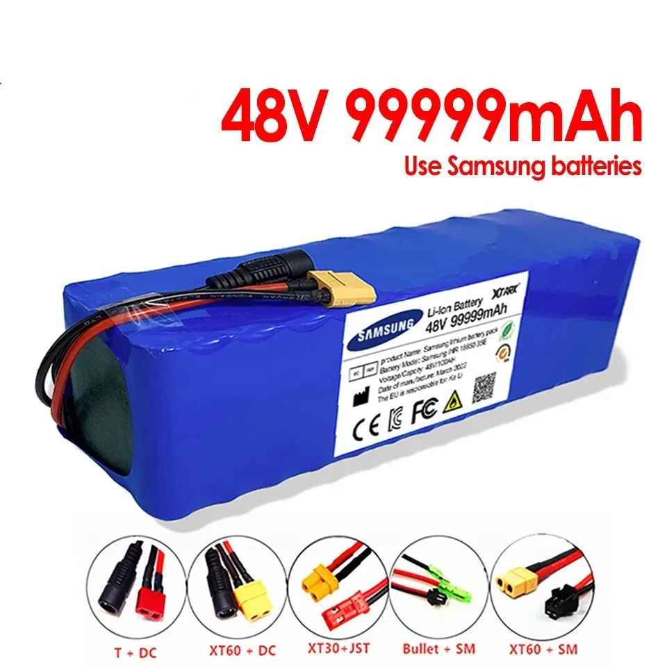 

Batería de iones de litio, Batería 13S3P 48V 100000mAh 100Ah 1000W para Bicicleta Eléctrica 54.6V, Scooter con BMS