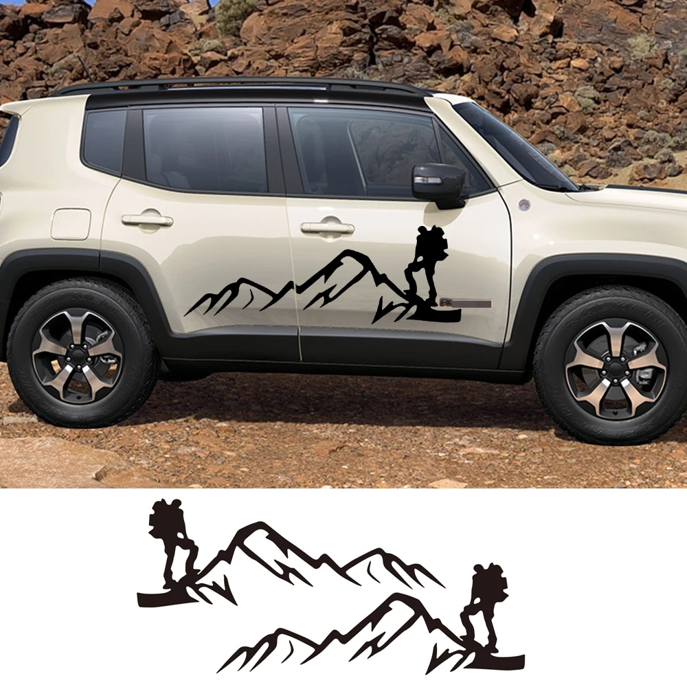 

Боковые наклейки на дверь автомобиля для Jeep Renegade, графика, гора, приключения, украшение кузова автомобиля, наклейки, виниловый чехол, аксесс...