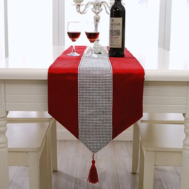 Tablecloth Runner Mat Flannel with Diamonds Dining Coffee Table Cover Decor Room Aesthetic Christmas Decorations 2022 | Дом и сад