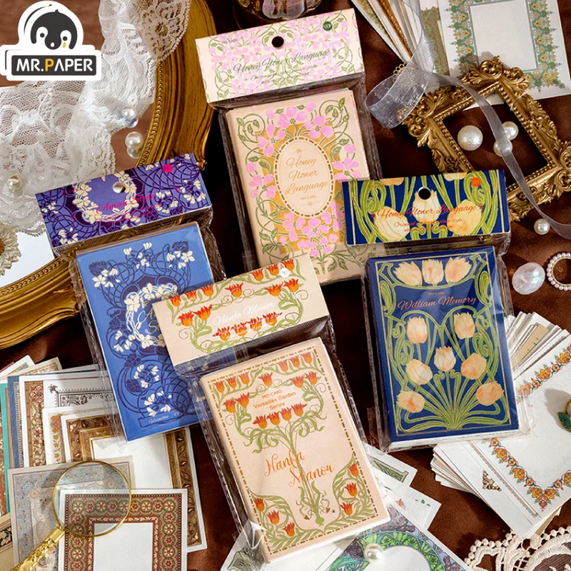 

Mr.paper 4 Style 100Pcs/Bag Vintage Flower Cardstocks Paper Gorgeous Palace Style Hand Account Decorative Writing Material Paper